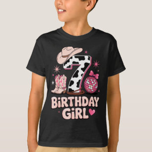Birthday Girl 7 Cowgirl Party Outfit Fun Disco The T-Shirt