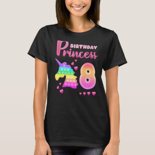 Birthday Girl 8 Year Old Unicorn Pop It Fidget Pop T-Shirt