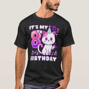 Birthday girl 8 years old, K-pop kitten with finge T-Shirt