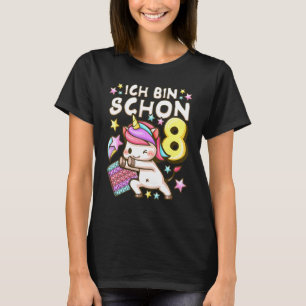 Birthday girl 8 years old, Unicorn, Pop It, German T-Shirt