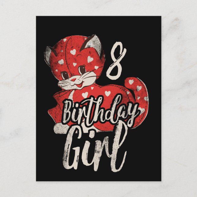 Birthday Girl 8th Birthday Party Invitation Postcard (Front)