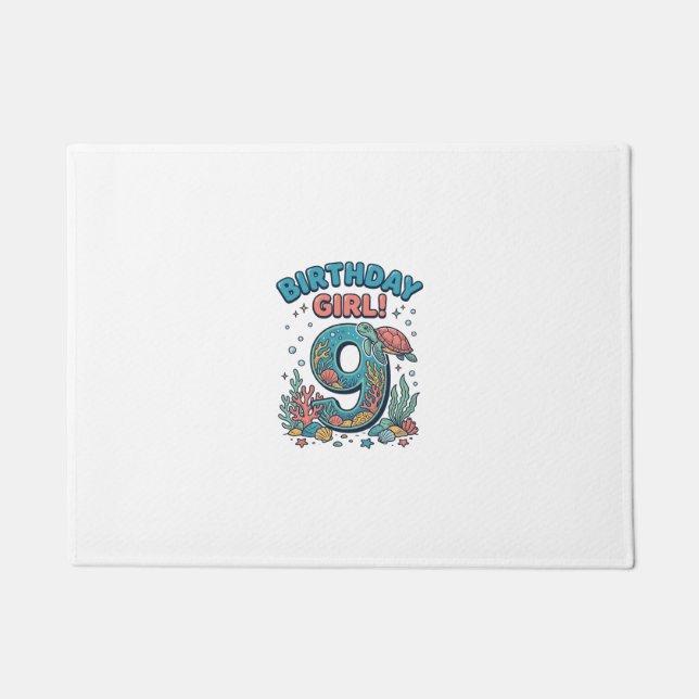 Birthday Girl 9 Ocean Turtle Vector Design_1 Doormat (Front)