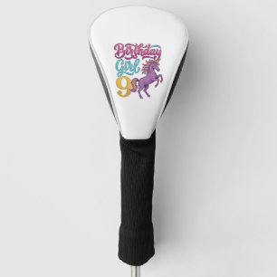 Birthday Girl 9 Unicorn Vintage Engraving Design_1 Golf Head Cover