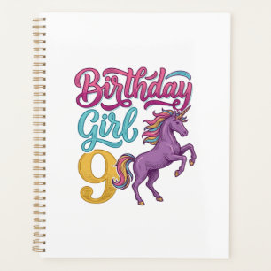 Birthday Girl 9 Unicorn Vintage Engraving Design_1 Planner