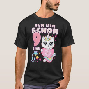 Birthday girl 9 years old cat unicorn in german T-Shirt