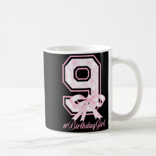 Birthday Girl 9th Birthday Nk Floral Coquette Bow Coffee Mug