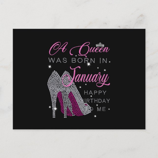 Birthday Girl | A Queen Was Born In January Announcement Postcard (Front)