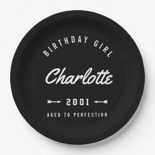 Birthday Girl Aged To Perfection Retro Paper Plate