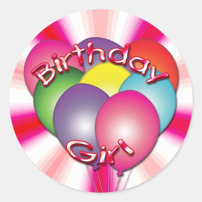 Birthday Girl Balloons Stickers (Front)