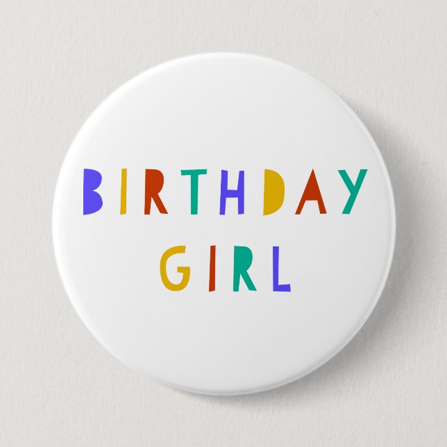 Birthday Girl Birthday Pin Badge Party Accessory  (Front)