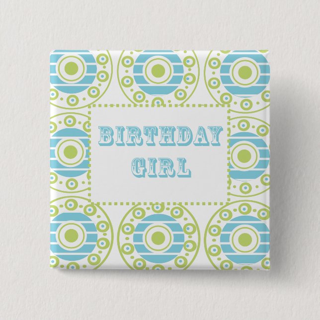Birthday Girl Blue 15 Cm Square Badge (Front)