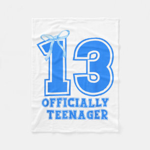 Birthday Girl Blue Coquette Bow 13 Years Old 13th  Fleece Blanket