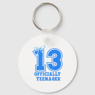 Birthday Girl Blue Coquette Bow 13 Years Old 13th  Key Ring