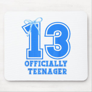 Birthday Girl Blue Coquette Bow 13 Years Old 13th Mouse Mat