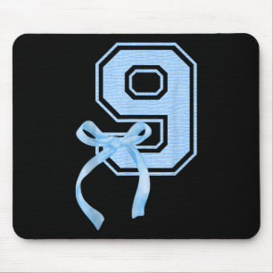 Birthday Girl Blue Coquette Bow 9 Year Old Aesthet Mouse Mat