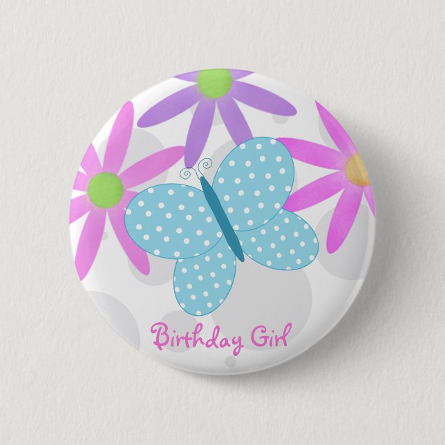 Birthday Girl Butterfly Button (Front)