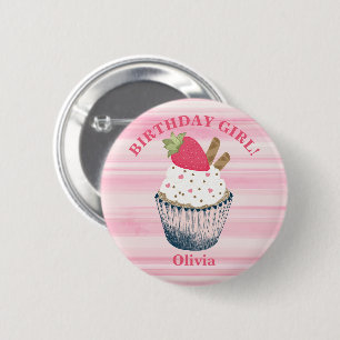 Birthday Girl Button – Cute Pink Party Accessory f