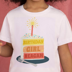 Birthday Girl Cake and Candle Kid's Bday T-Shirt
