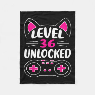 Birthday Girl Cat Lover Video Game Level 36 Unlock Fleece Blanket