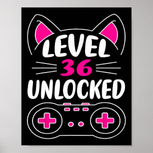 Birthday Girl Cat Lover Video Game Level 36 Unlock Poster