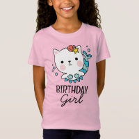 Birthday Girl | Cat Mermaid Birthday T-Shirt