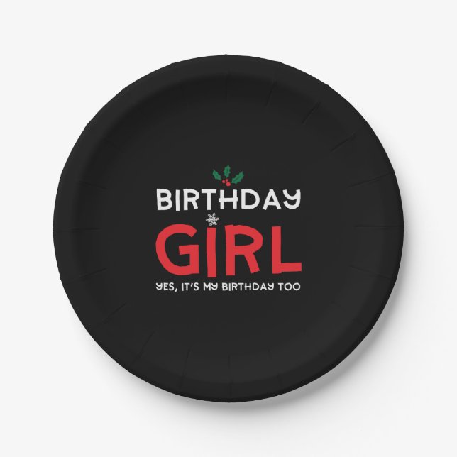 Birthday Girl Christmas Xmas B Day Paper Plate (Front)