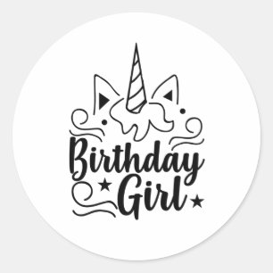 Birthday girl classic round sticker