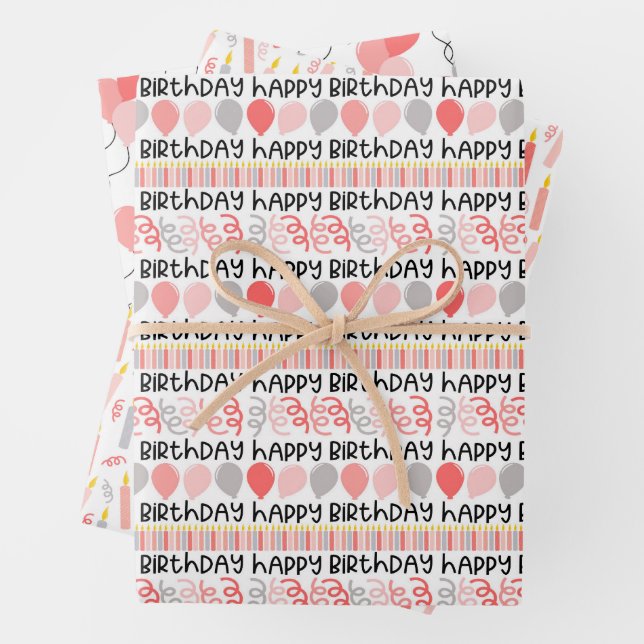 Birthday Girl Coordinating Pattern Wrapping Paper (In situ)