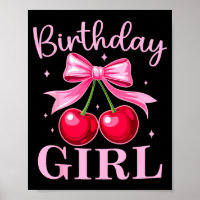 Birthday Girl Coquette Bow Cherry Birthday Girls W