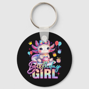 Birthday Girl Cute Axolotl Birthday Party Kids Gir Key Ring