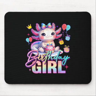 Birthday Girl Cute Axolotl Birthday Party Kids Gir Mouse Mat