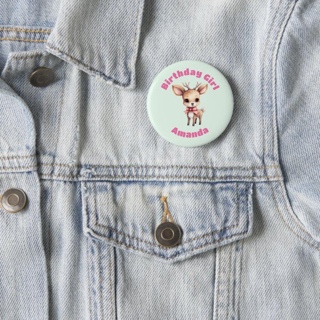 Birthday Girl Cute Baby Deer Cartoon Illustration 6 Cm Round Badge (In Situ)