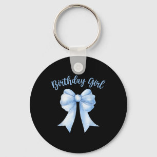 Birthday Girl Cute Blue Coquette Bow Y2k Women Bir Key Ring