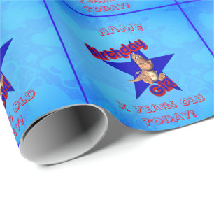 Birthday Girl Cute Dinosaur Personalized Birthday  Wrapping Paper