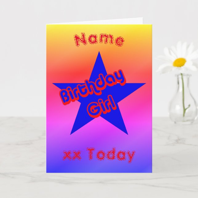 Birthday Girl Cute Personalised Birthday  Card (Small Plant)