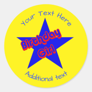 Birthday Girl Cute Personalised  Classic Round Sticker