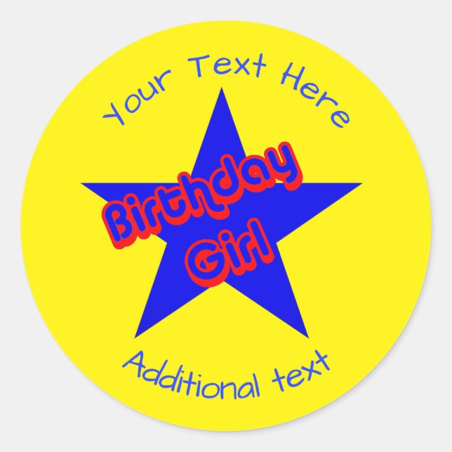 Birthday Girl Cute Personalised  Classic Round Sticker (Front)