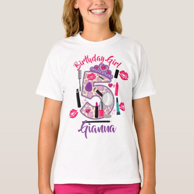 Birthday Girl Five 5 | Spa Make up |  T-Shirt (Front)