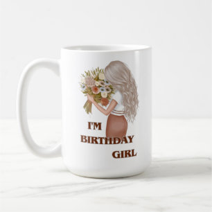 Birthday Girl Floral Illustration T-Shirt Coffee Mug