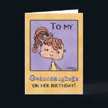Birthday Girl for Granddaughter-Yellow Gingham Card<br><div class="desc">For a special girl on her birthday.  Cute little girl dressed in yellow gingham with her brown hair in a side ponytail.  Original design by Christie Black of Creations from the Heart.</div>
