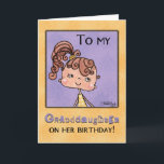 Birthday Girl for Granddaughter-Yellow Gingham Card<br><div class="desc">For a special girl on her birthday.  Cute little girl dressed in yellow gingham with her brown hair in a side ponytail.  Original design by Christie Black of Creations from the Heart.</div>