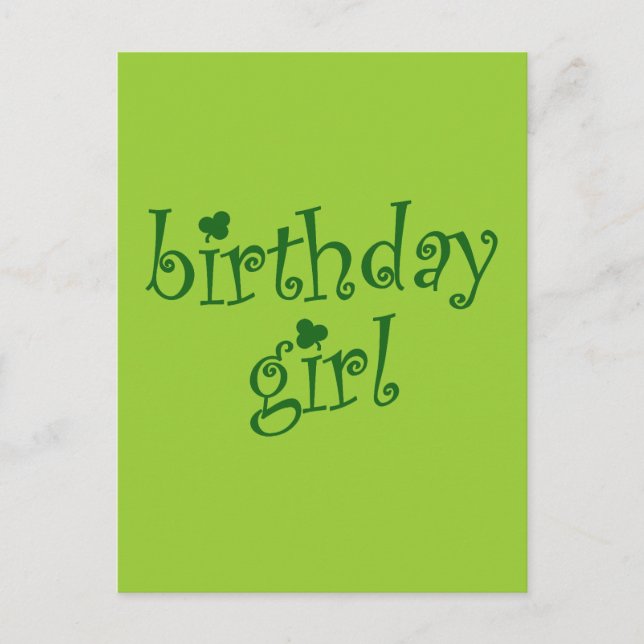 Birthday Girl for St. Patrick's Day Birthday Girls Postcard (Front)