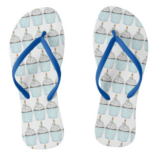 Birthday Girl Frosted Cupcake Candle Sprinkles Flip Flops