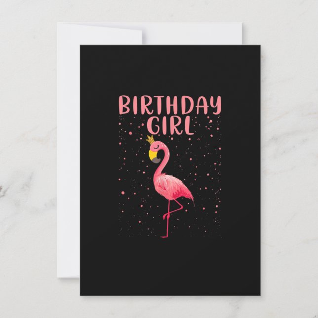 Birthday Girl - Funny Flamingo Lover Princess Birt Invitation (Front)