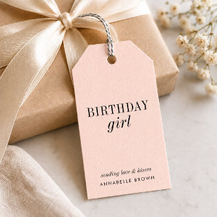 Birthday Girl Gift Tags   Blush Pink Present Tag