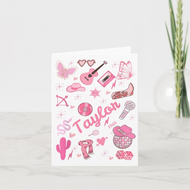 Birthday Girl Groovy Taylor First Name Personalise Card (Front)