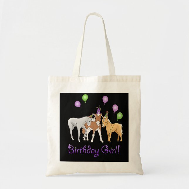 Birthday Girl Horse and Pony Party Gift Premium Tote Bag (Front)