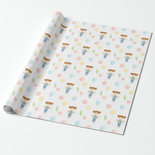 Birthday Girl in Overalls Redhead  Wrapping Paper