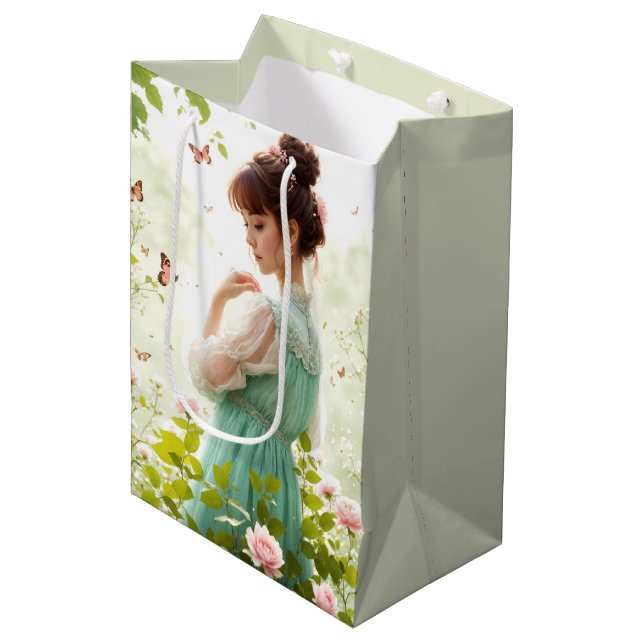 Birthday Girl In Summer Garden Medium Gift Bag (Front Angled)
