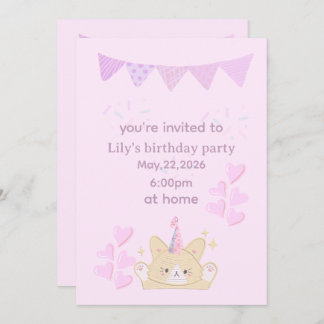Birthday girl Invitation | customisable card